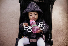 Load image into Gallery viewer, Toddler with Bottle Grabbies on Stroller